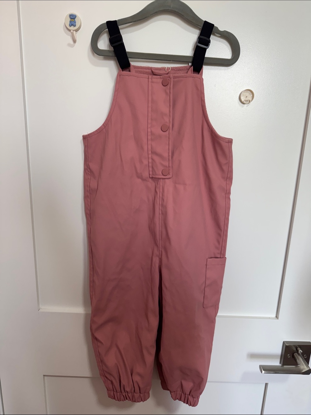 Zara Rose Pink Utility Ski Jumpsuit with Black Straps
